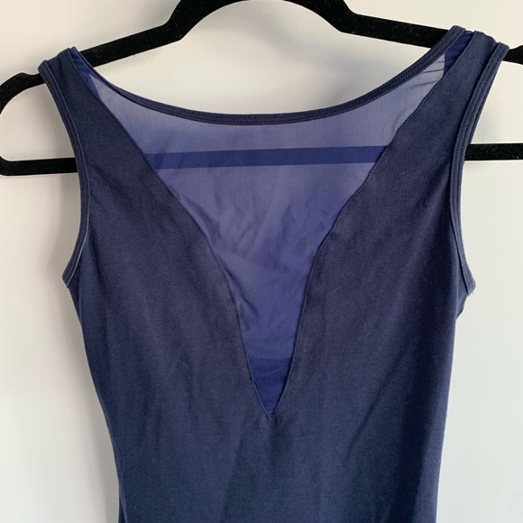American Apparel navy blue deep V mesh dress - Picture 3 of 6